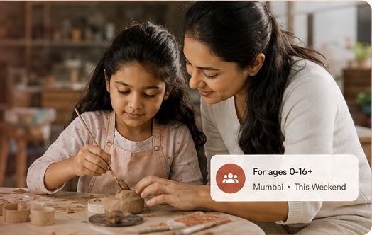 Parent and child doing a pottery activity